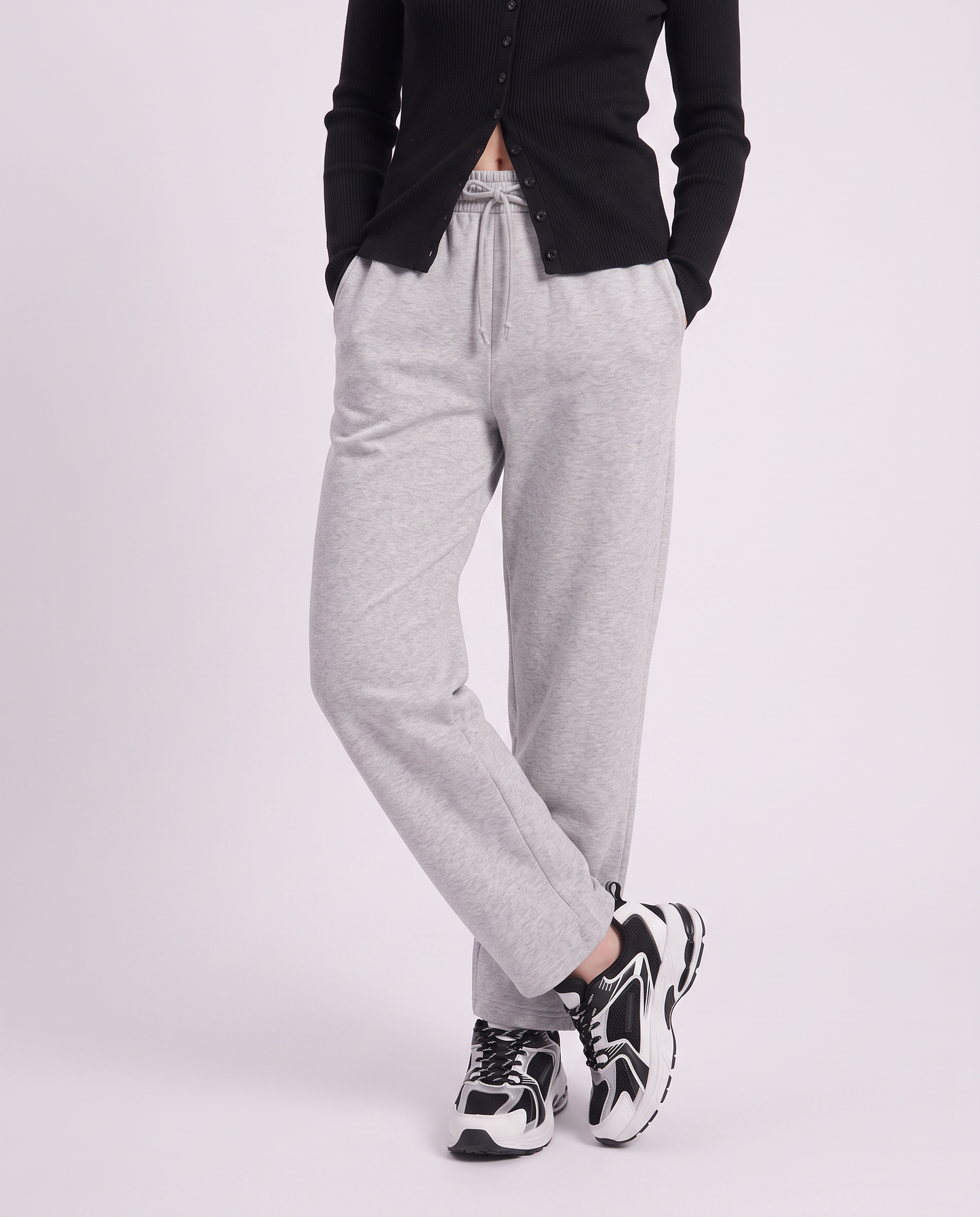 Pantalone basico con vita arricciata - Grigio mel.