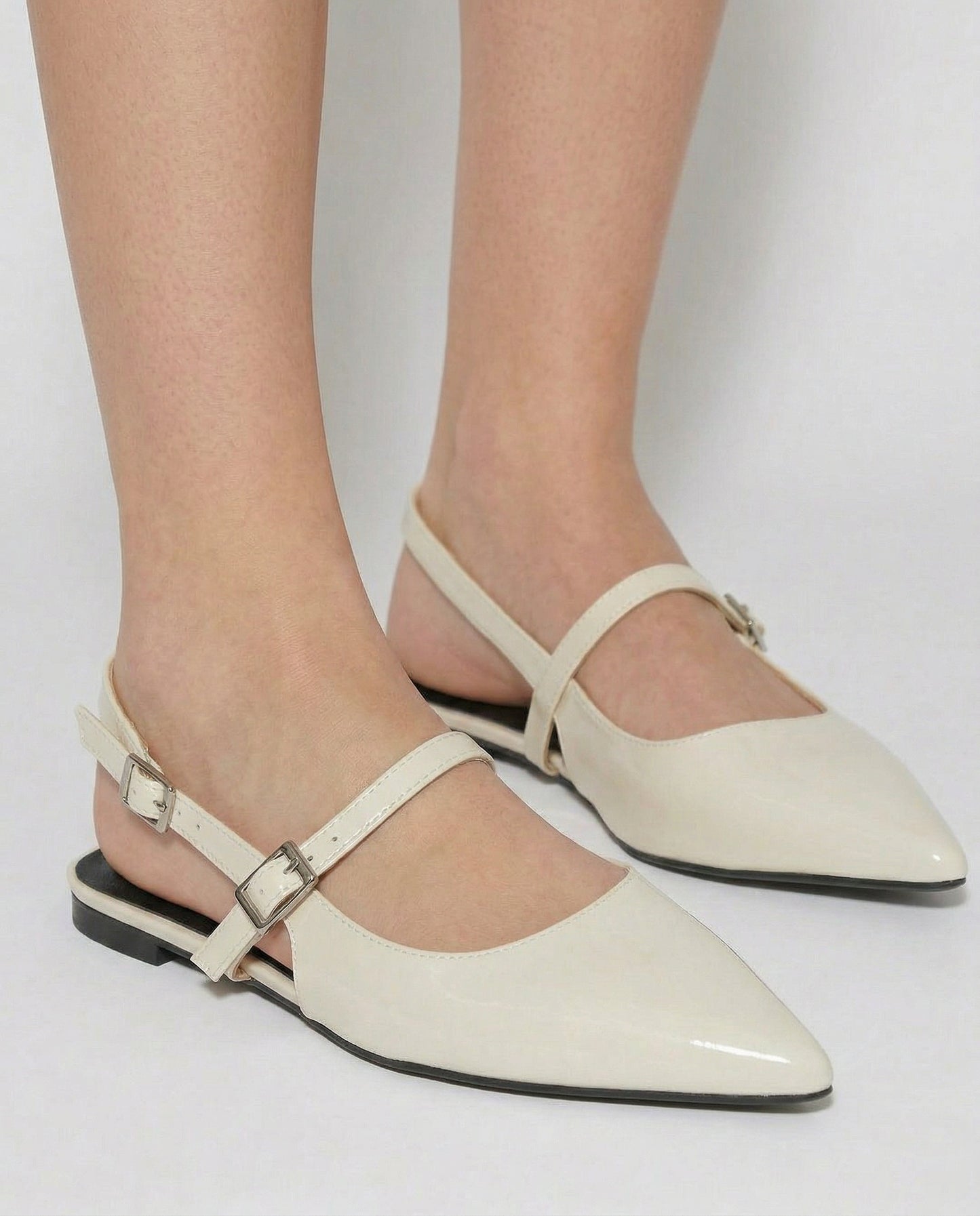 Slingback da in vernice panna - Bianco panna