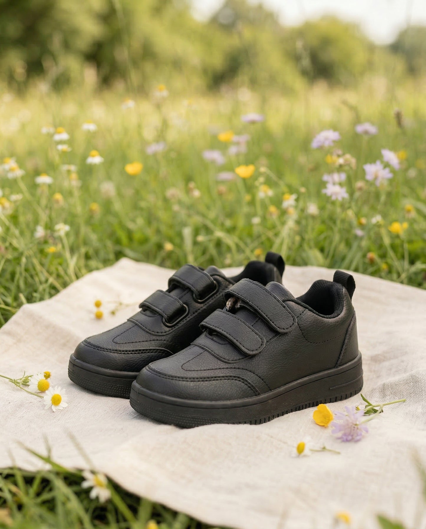 Sneakers basic bambino in poliuretano - Nero