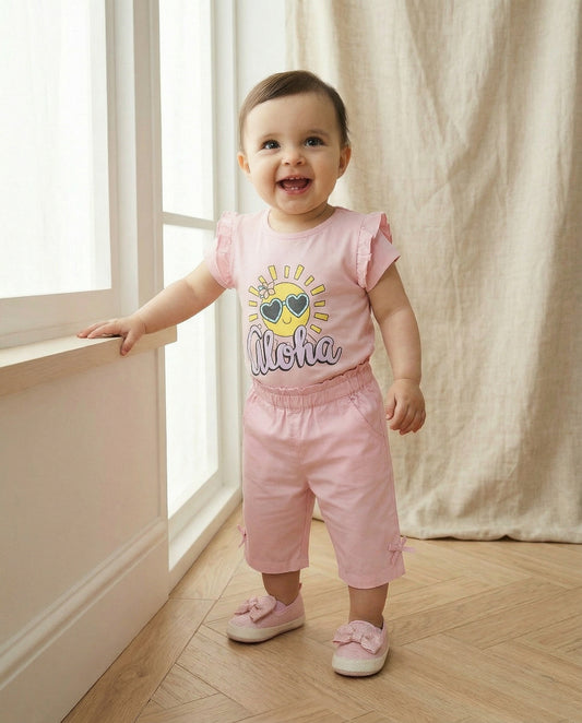 Pantaloni ampi con fiocchetti eleganti - Rosa