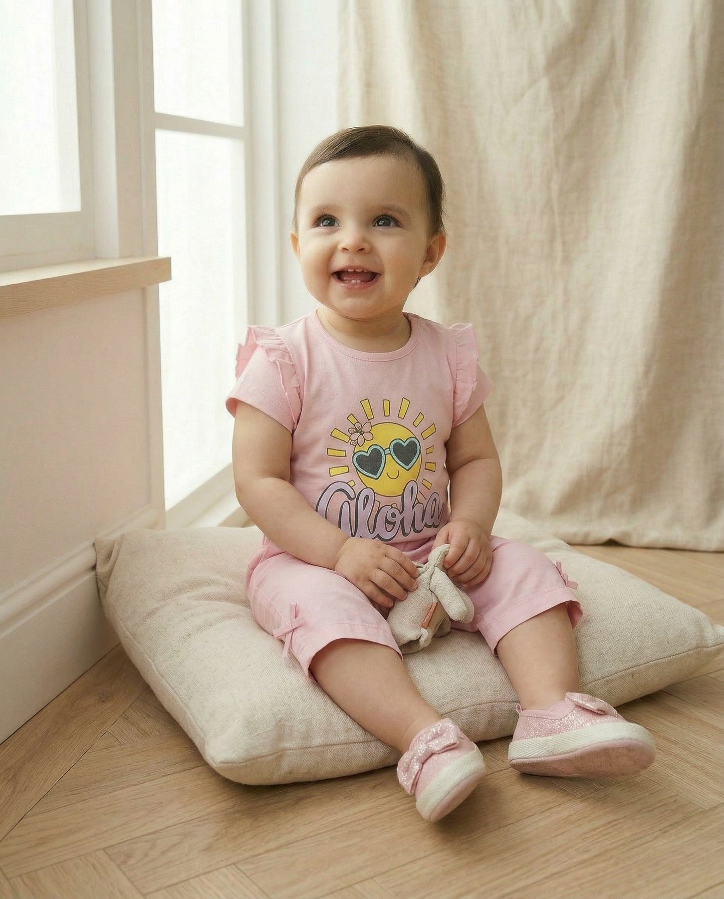 Tshirt con rouches e strass per look casual - Rosa