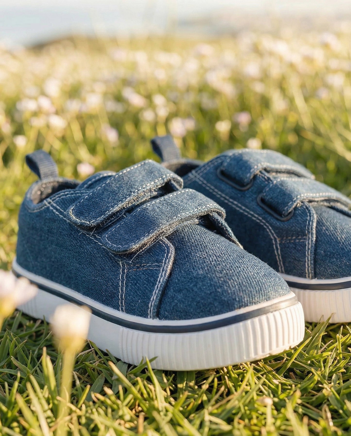 Scarpa in denim con doppio strappo bambino - Denim