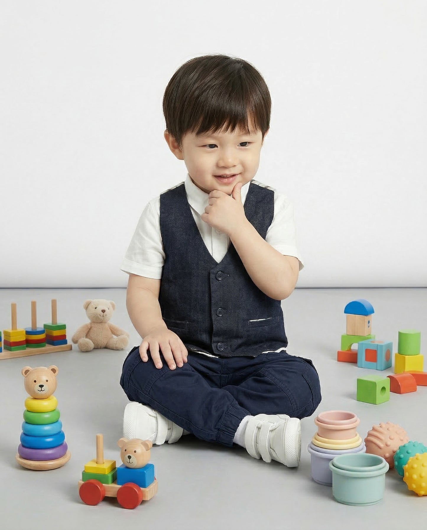 Denim vests and stripes for a trendy look - White
