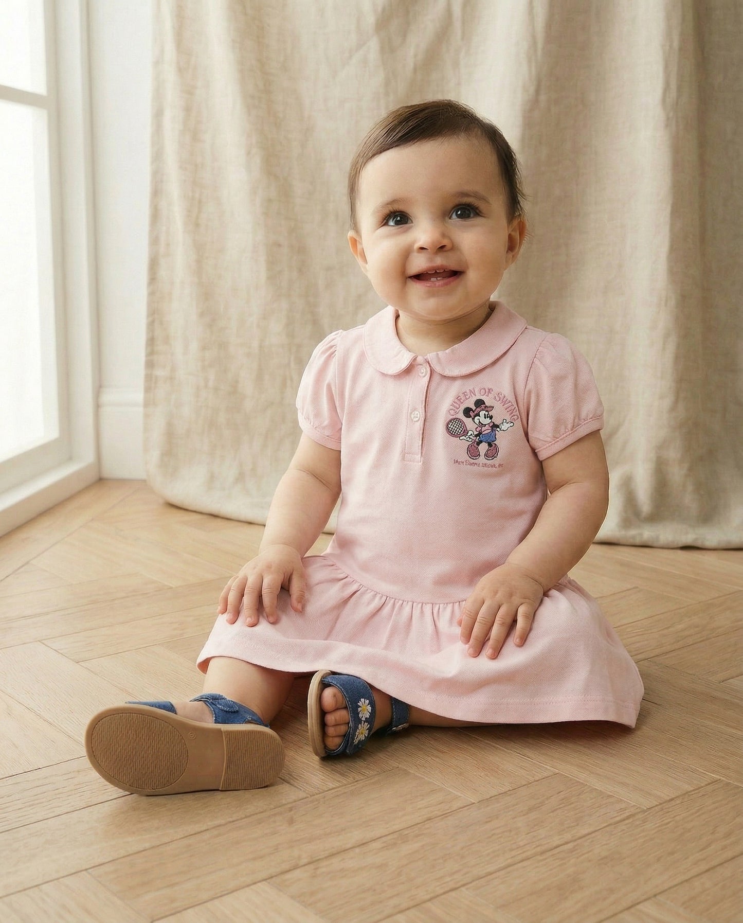 Abito tennis Minnie manica corta e pieghe - Rosa