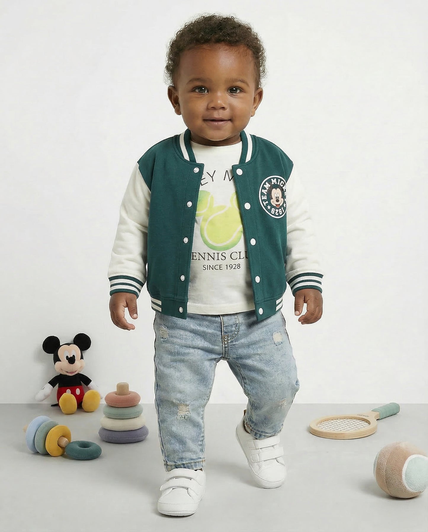 Felpa college Mickey Mouse manica lunga - Verde