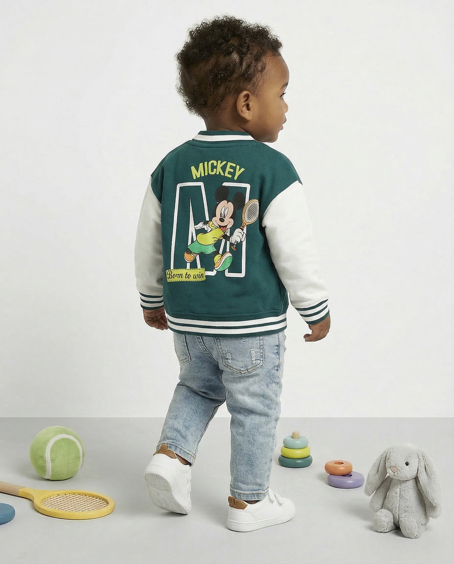 Felpa college Mickey Mouse manica lunga - Verde