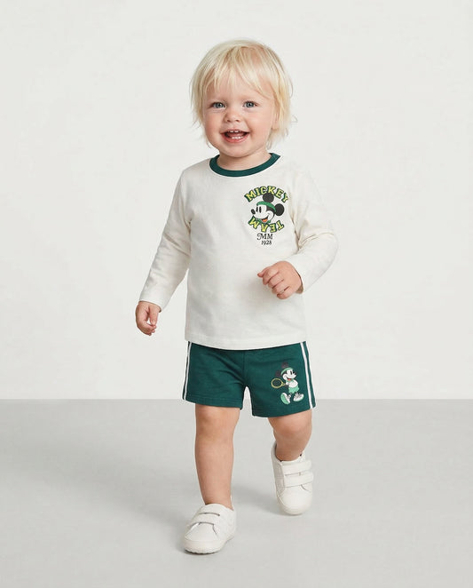 Bermuda tennis with fashionable Mickey Mouse - Green