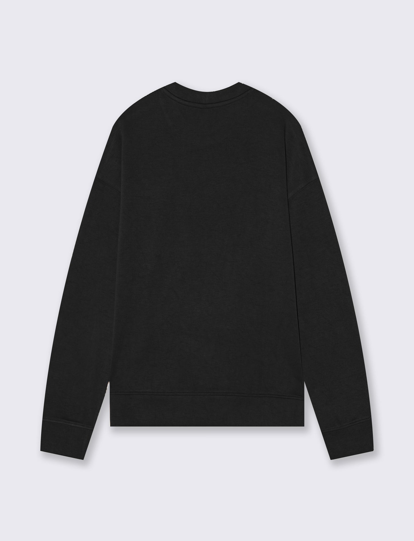 Felpa basica girocollo con spalle scese - Nero