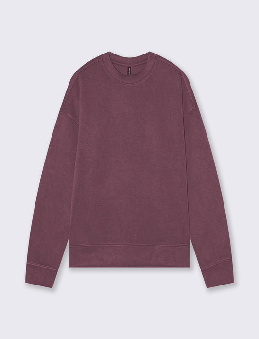 Felpa basica girocollo con spalle scese - Rosso amarena