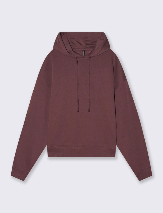 Felpa con cappuccio e manica larga - Rosso amarena