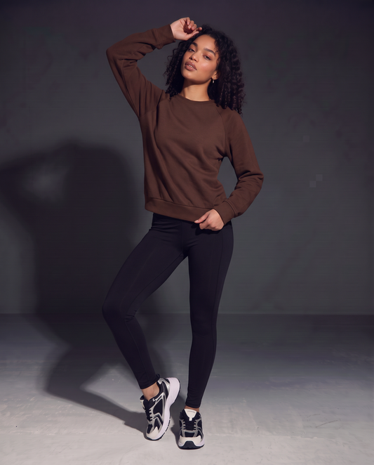 Basic raglan sleeve crewneck sweatshirt - Brown