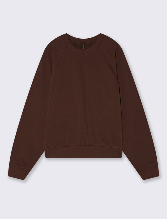 Felpa girocollo manica raglan basica - Marrone cioccolato