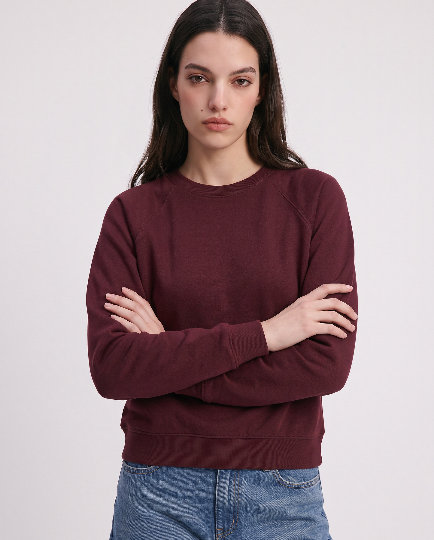 Felpa girocollo manica raglan basica - Viola prugna