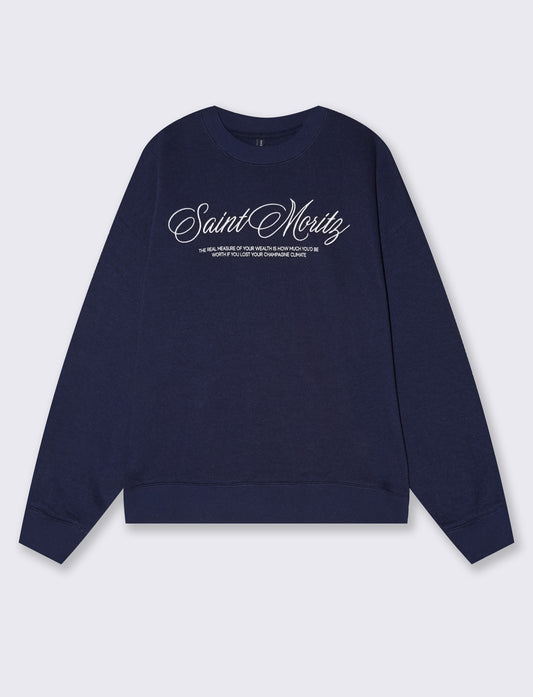 Basic crewneck sweatshirt with print - Blue