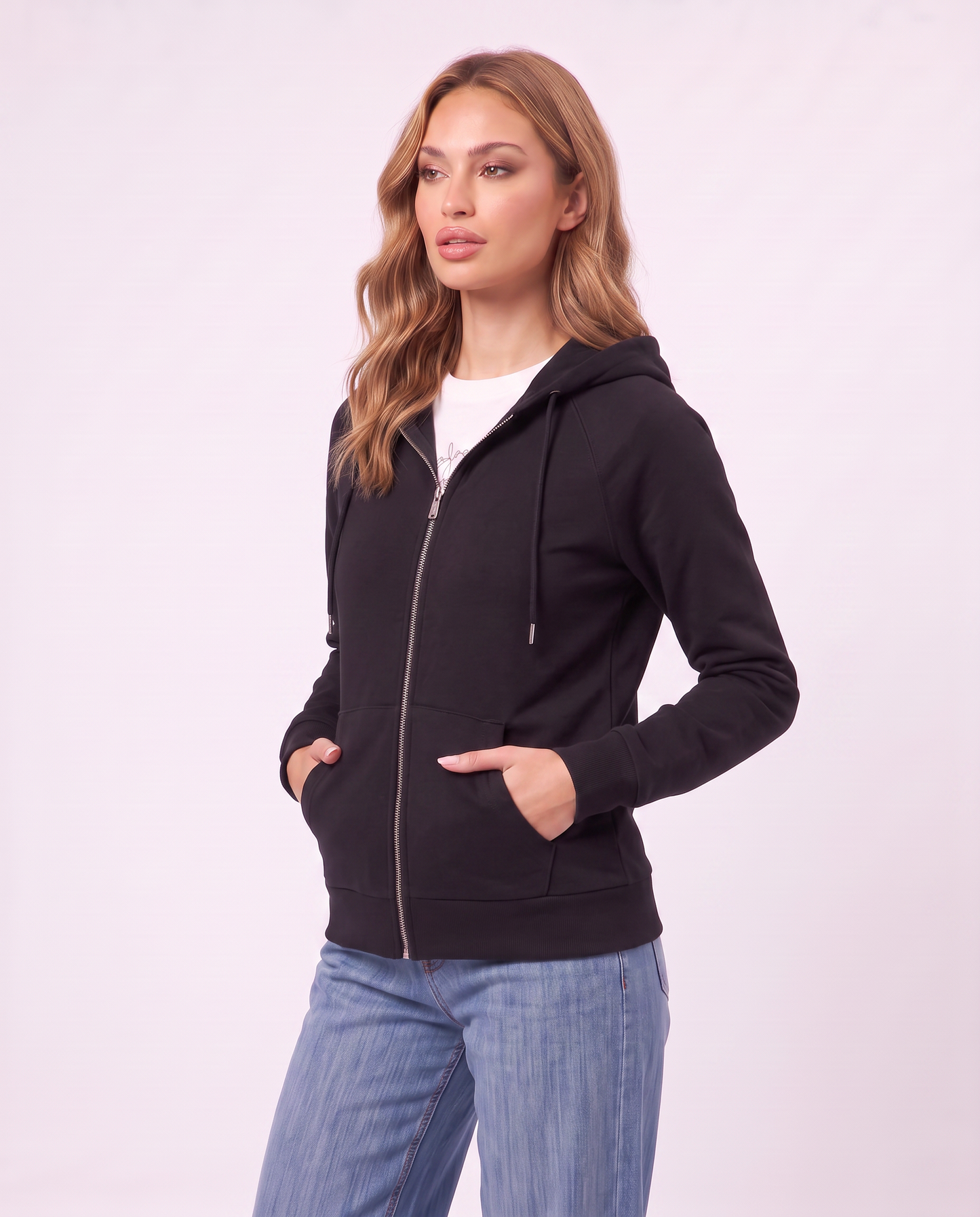 Wide zip hoodie - Black