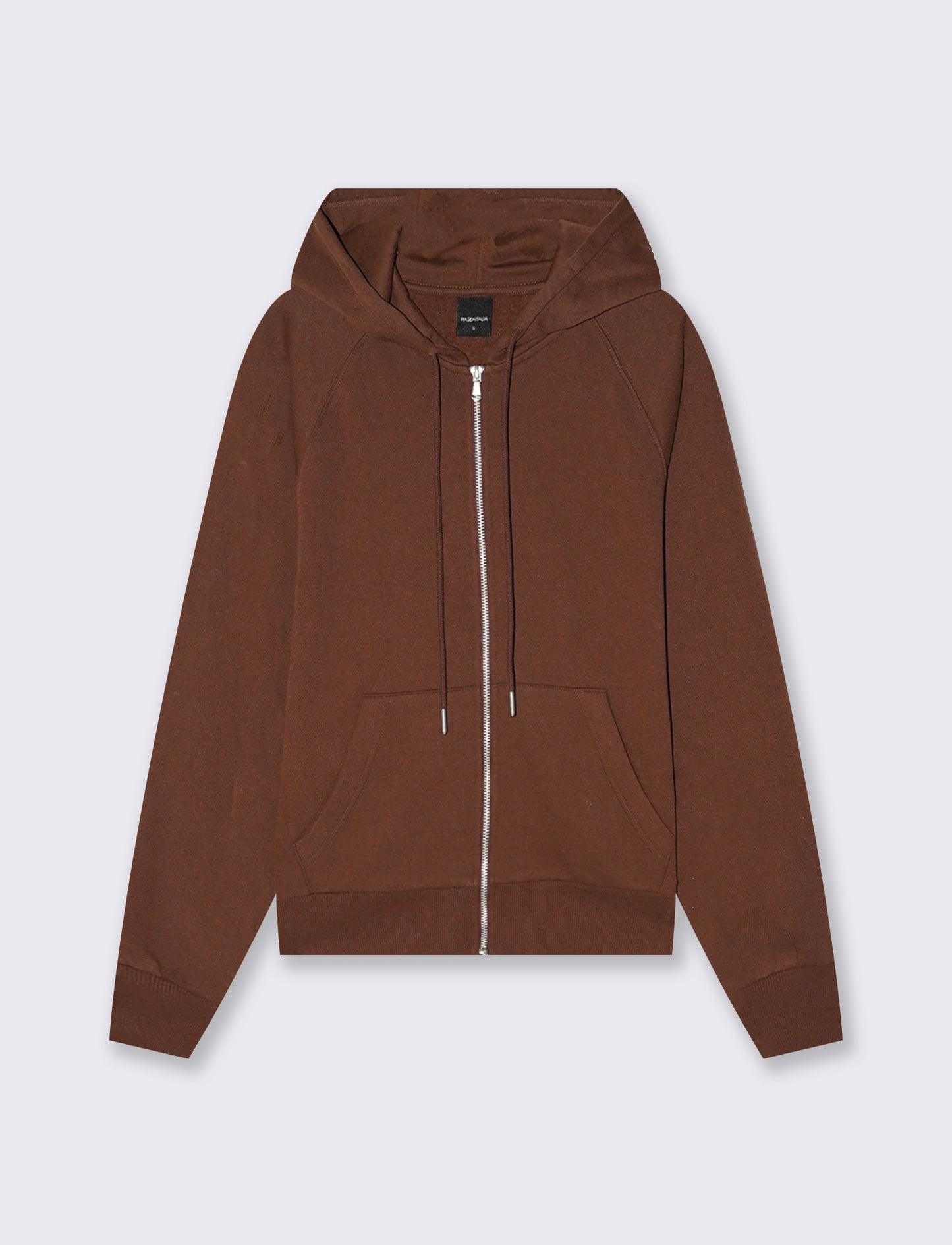 Felpa con cappuccio e zip ampia - Marrone cioccolato