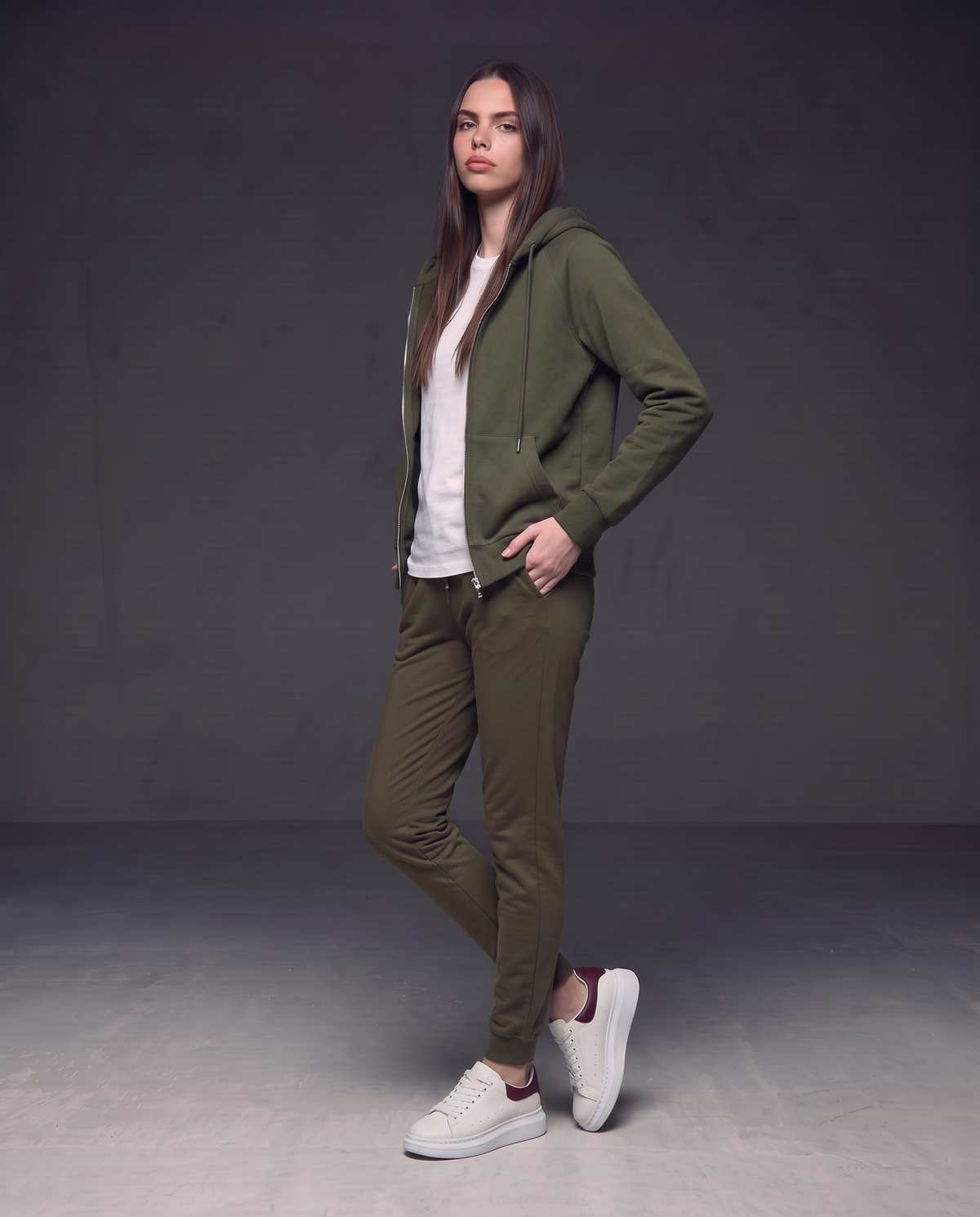 Wide zip hoodie - Green