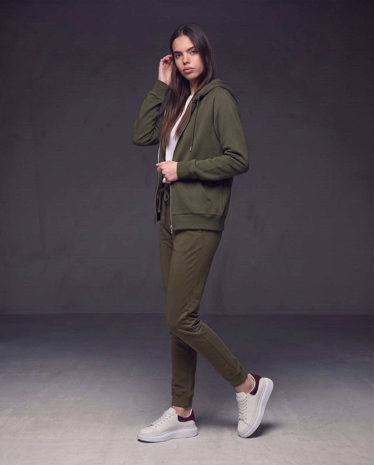Wide zip hoodie - Green
