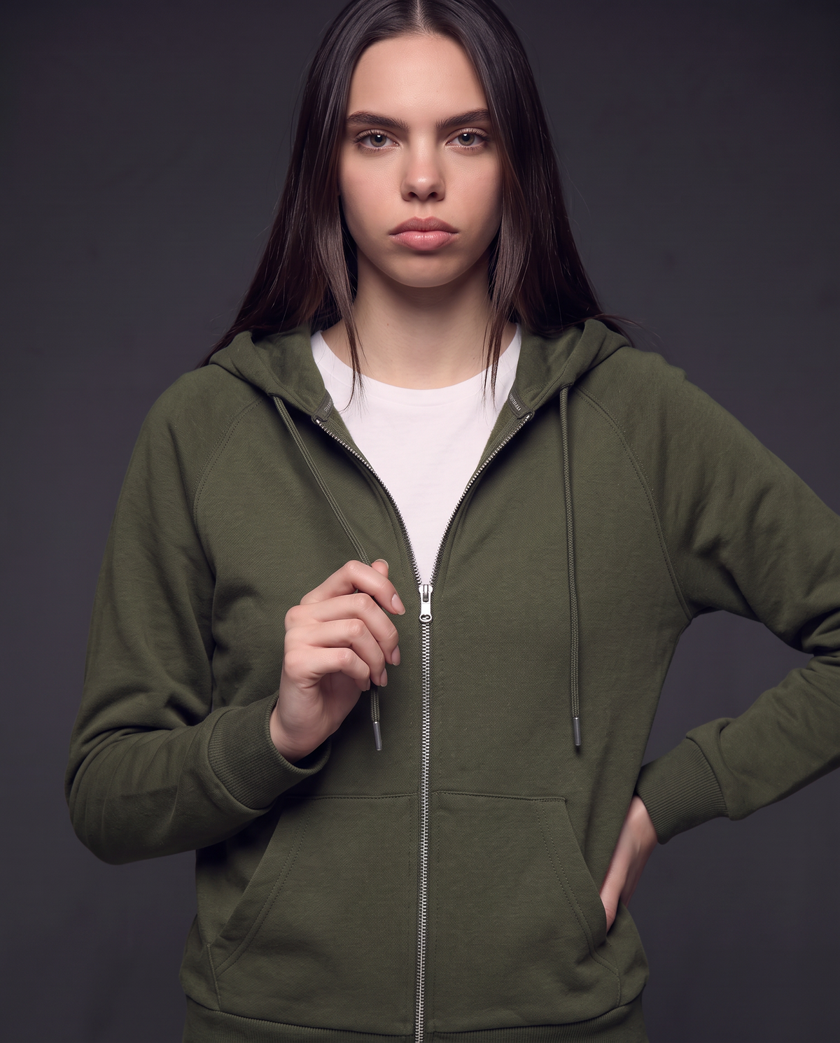 Wide zip hoodie - Green