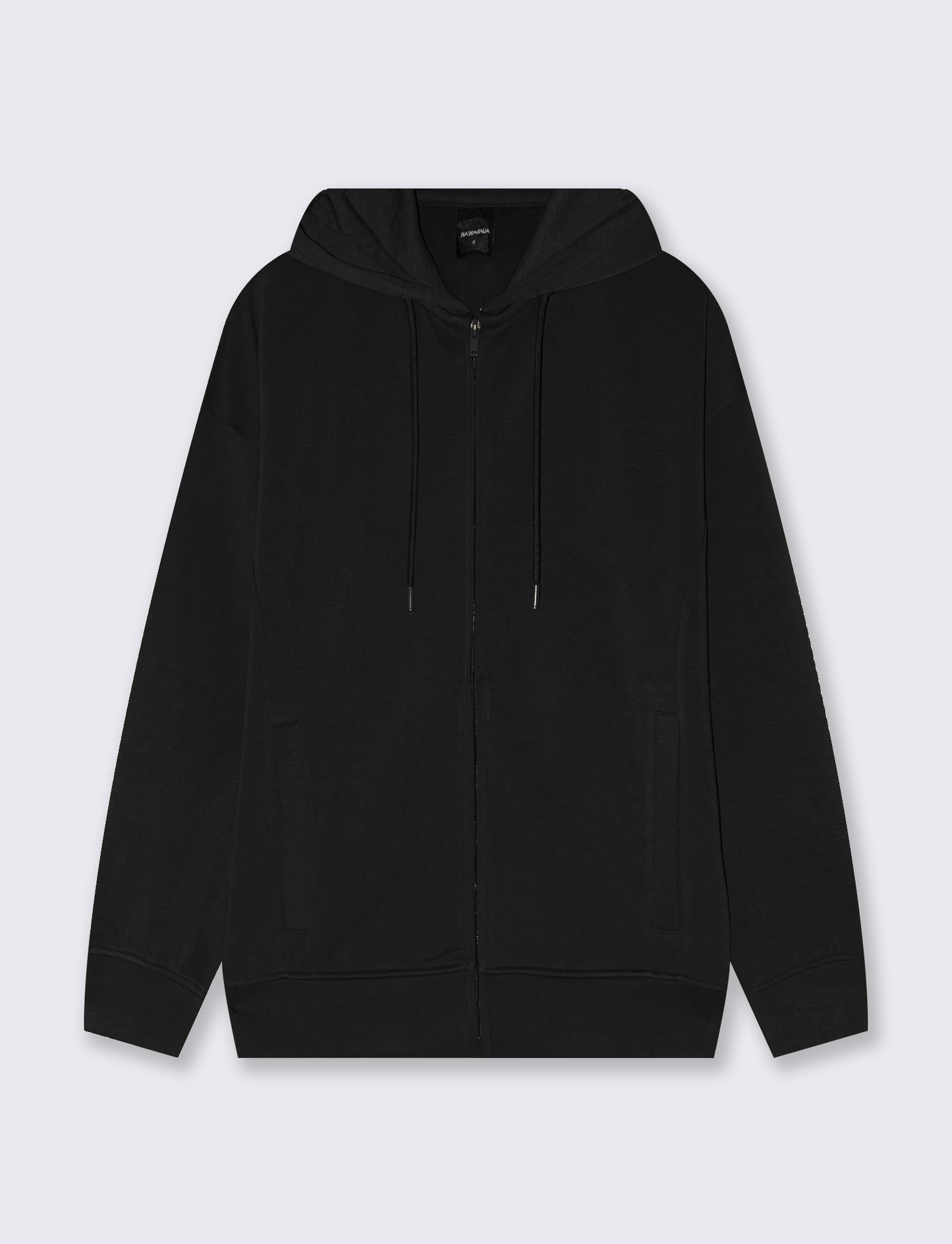 Zip-Up Hoodie with T-Shirt Sleeves - Black
