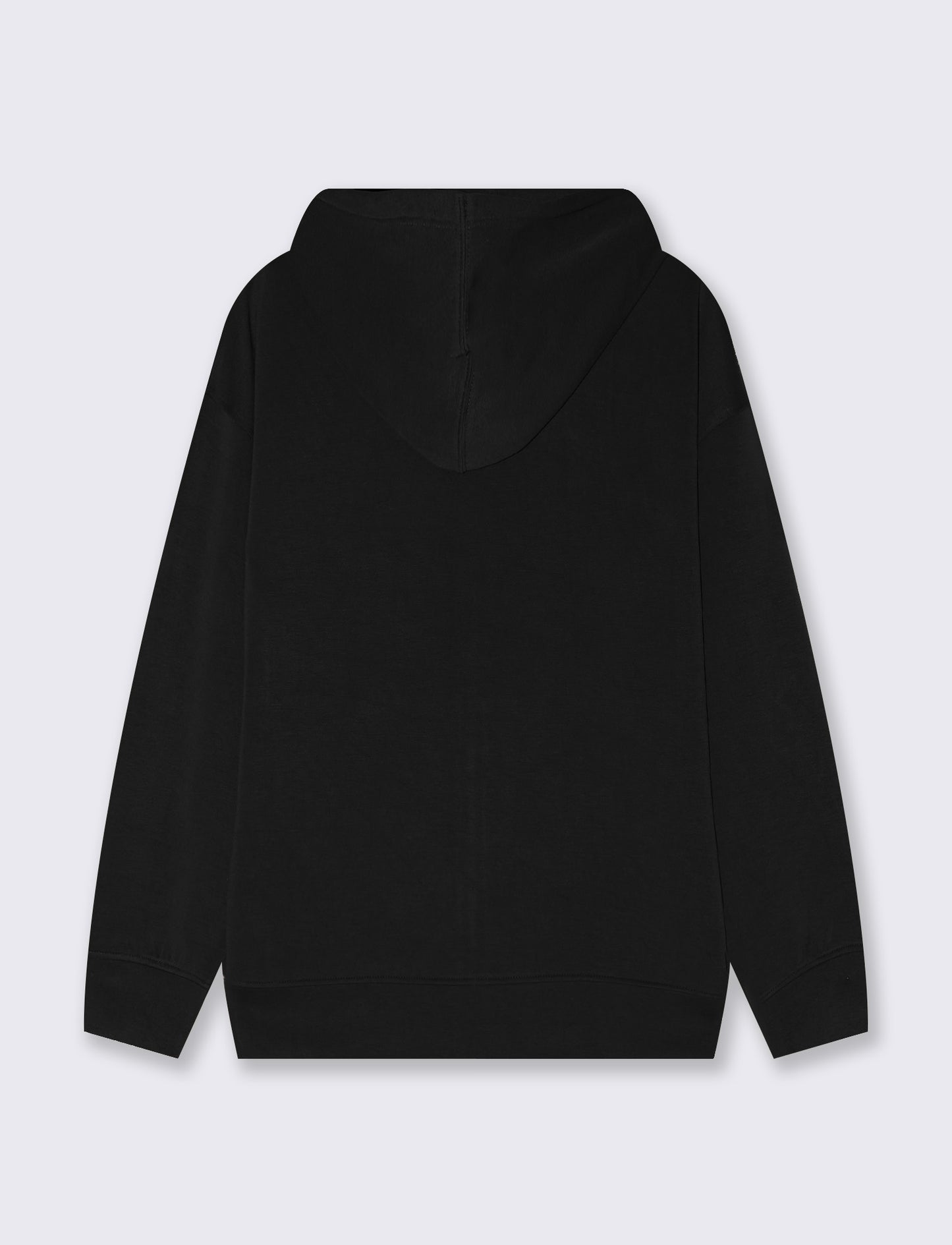 Zip-Up Hoodie with T-Shirt Sleeves - Black