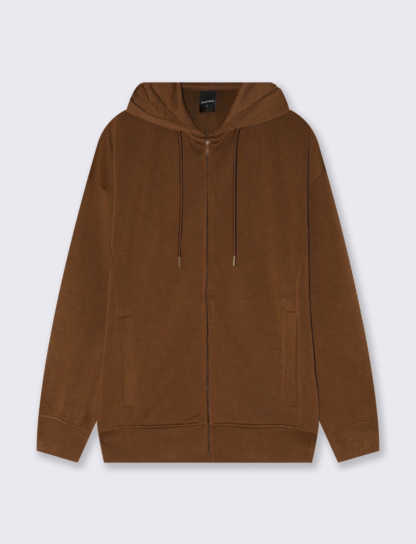Felpa con zip e cappuccio a manica T - Marrone tabacco
