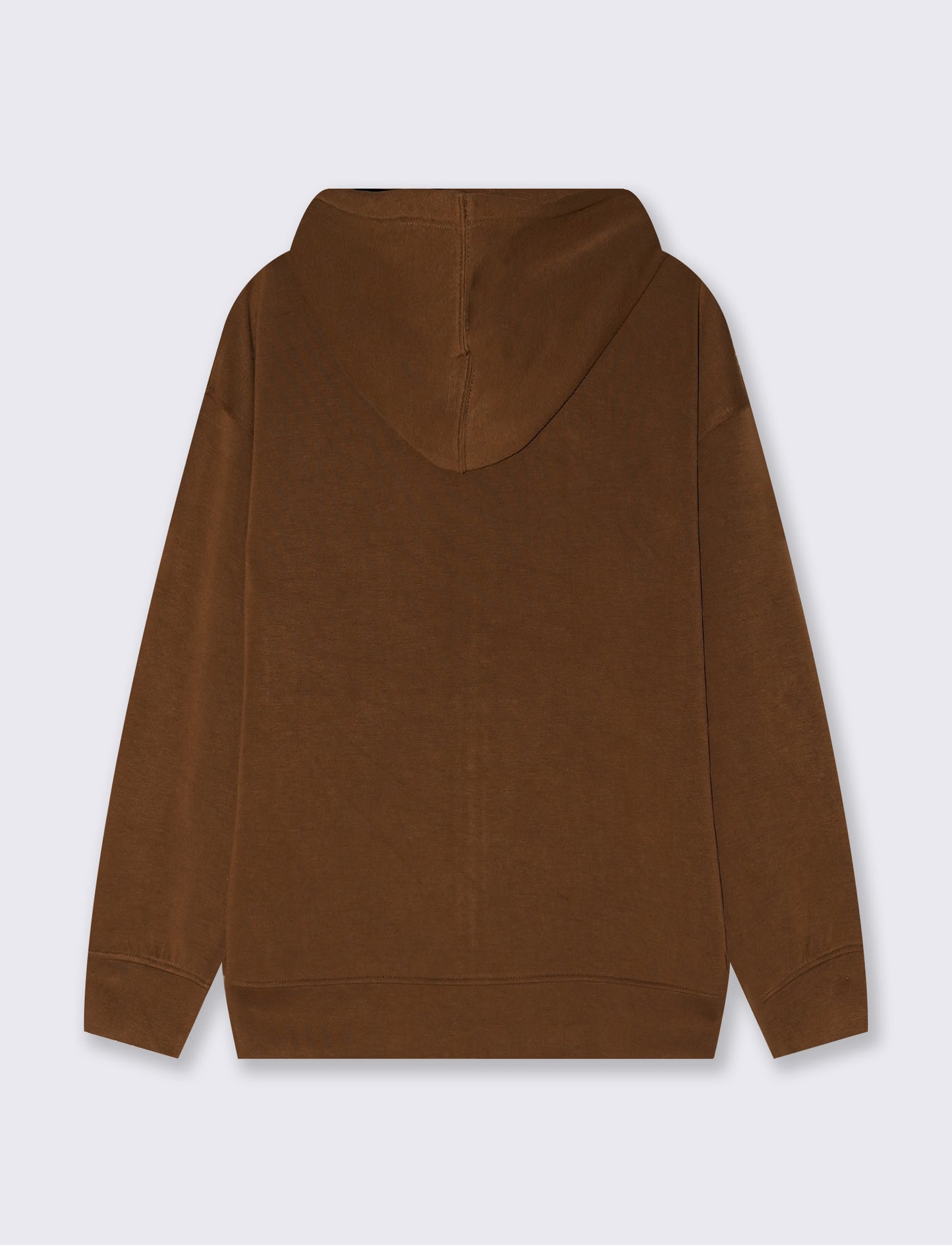 Zip-Up Hoodie with T-Shirt Sleeves - Brown