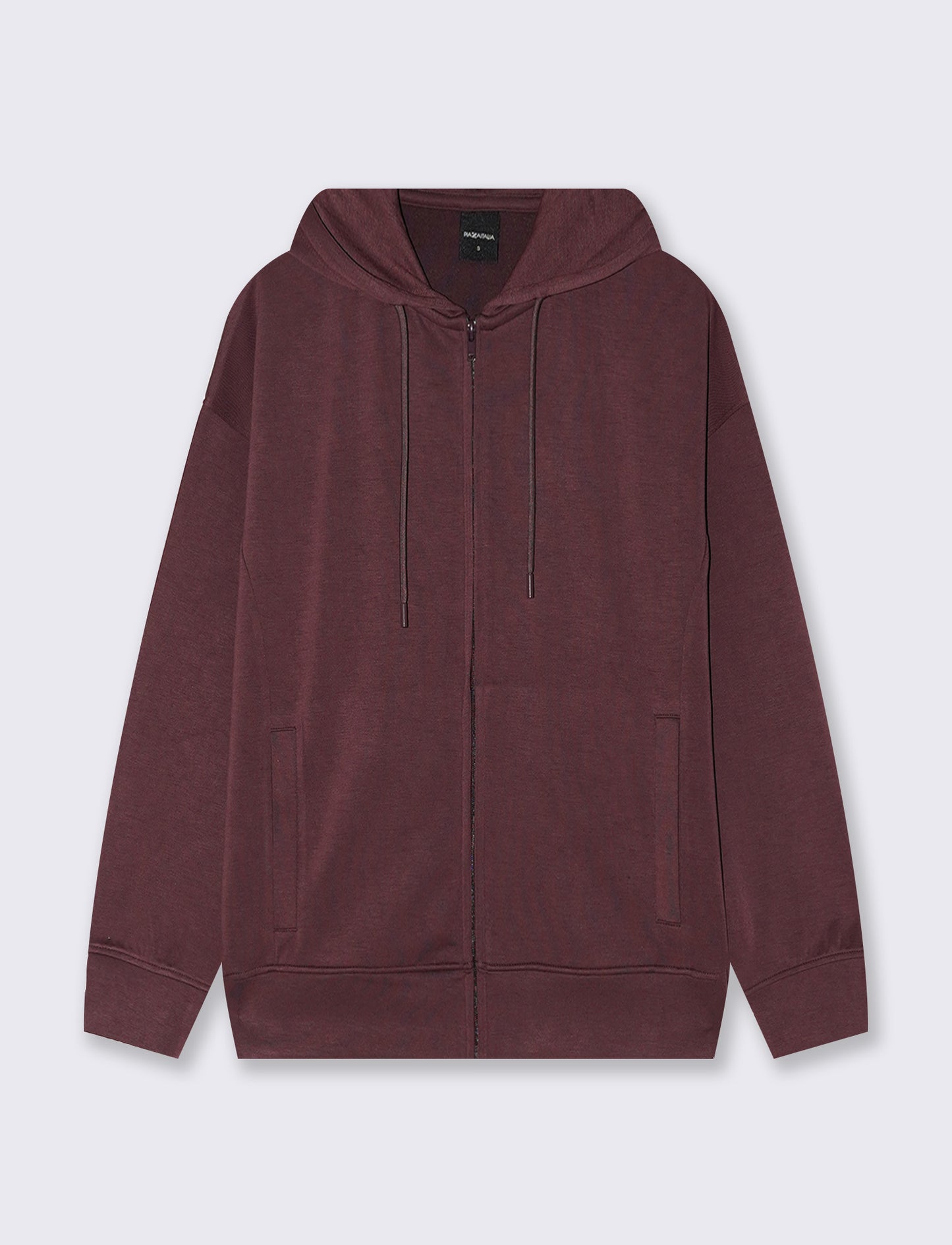 Felpa con zip e cappuccio a manica T - Rosso amarena