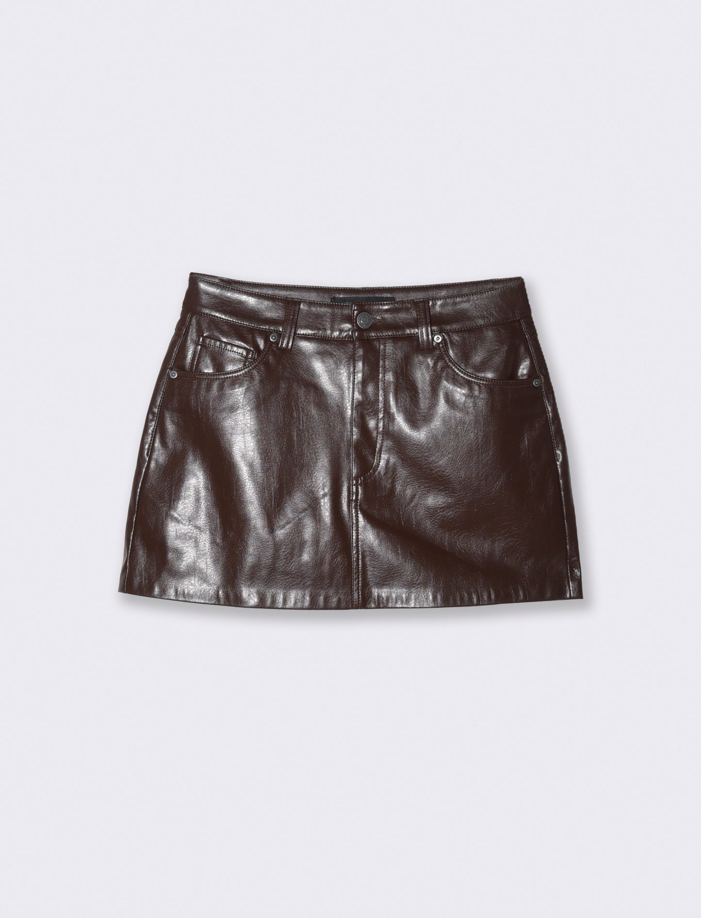 Minigonna in ecopelle cinque tasche - Moro
