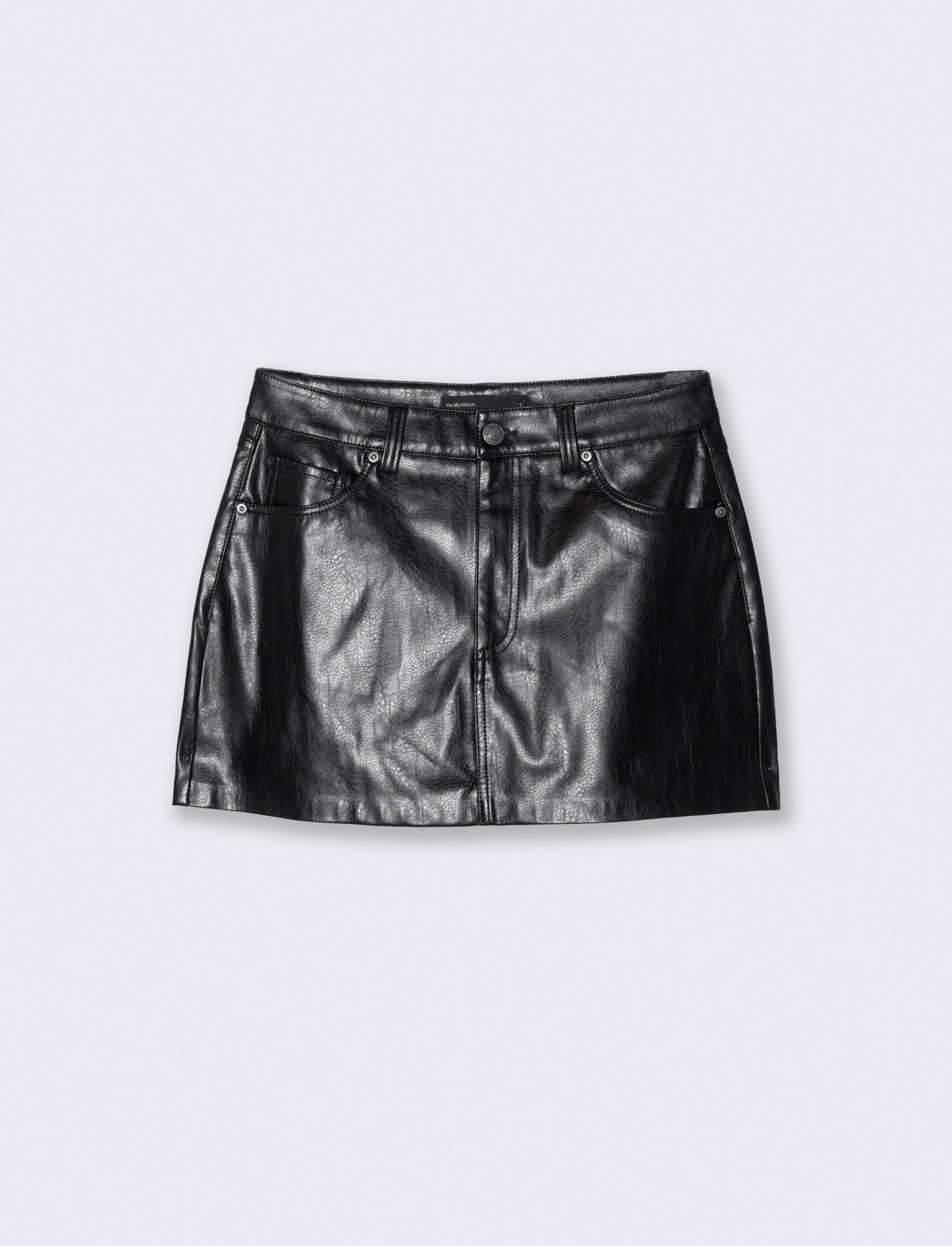 Minigonna in ecopelle cinque tasche - Nero