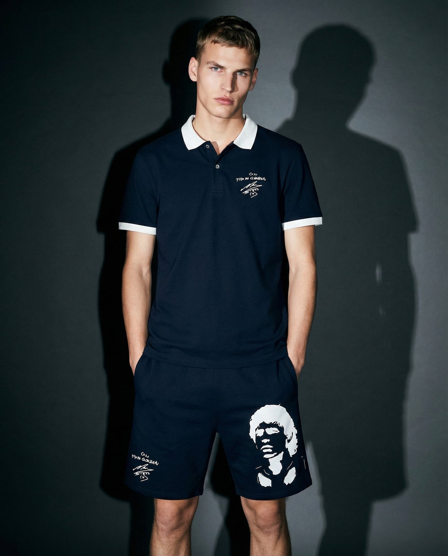 Polo in Jersey D10S con Stampa Unica - Blu