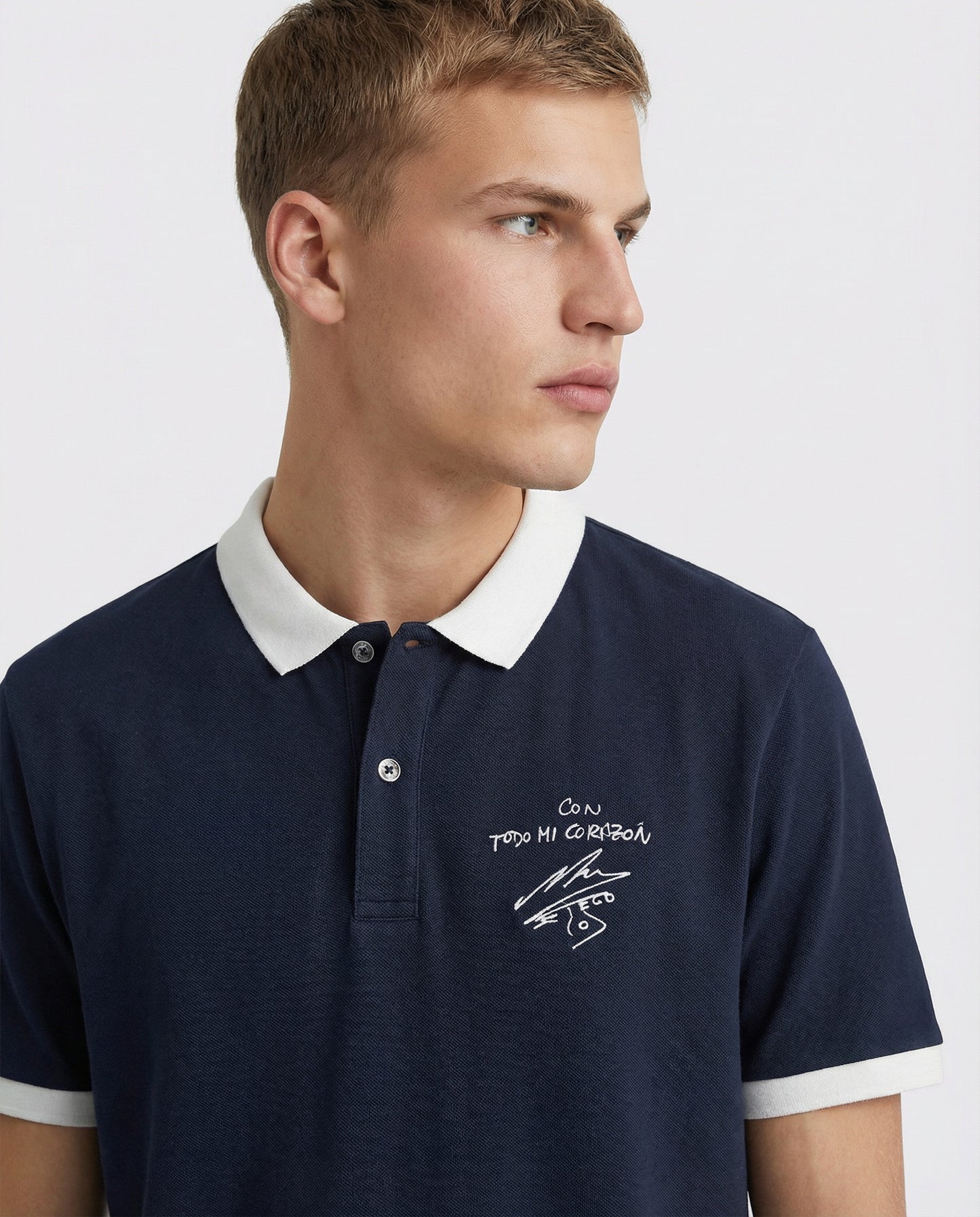 Polo in Jersey D10S con Stampa Unica - Blu