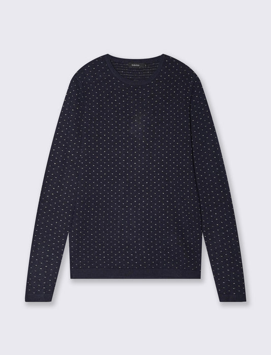 Lurex polka dot crew neck sweater - Blue