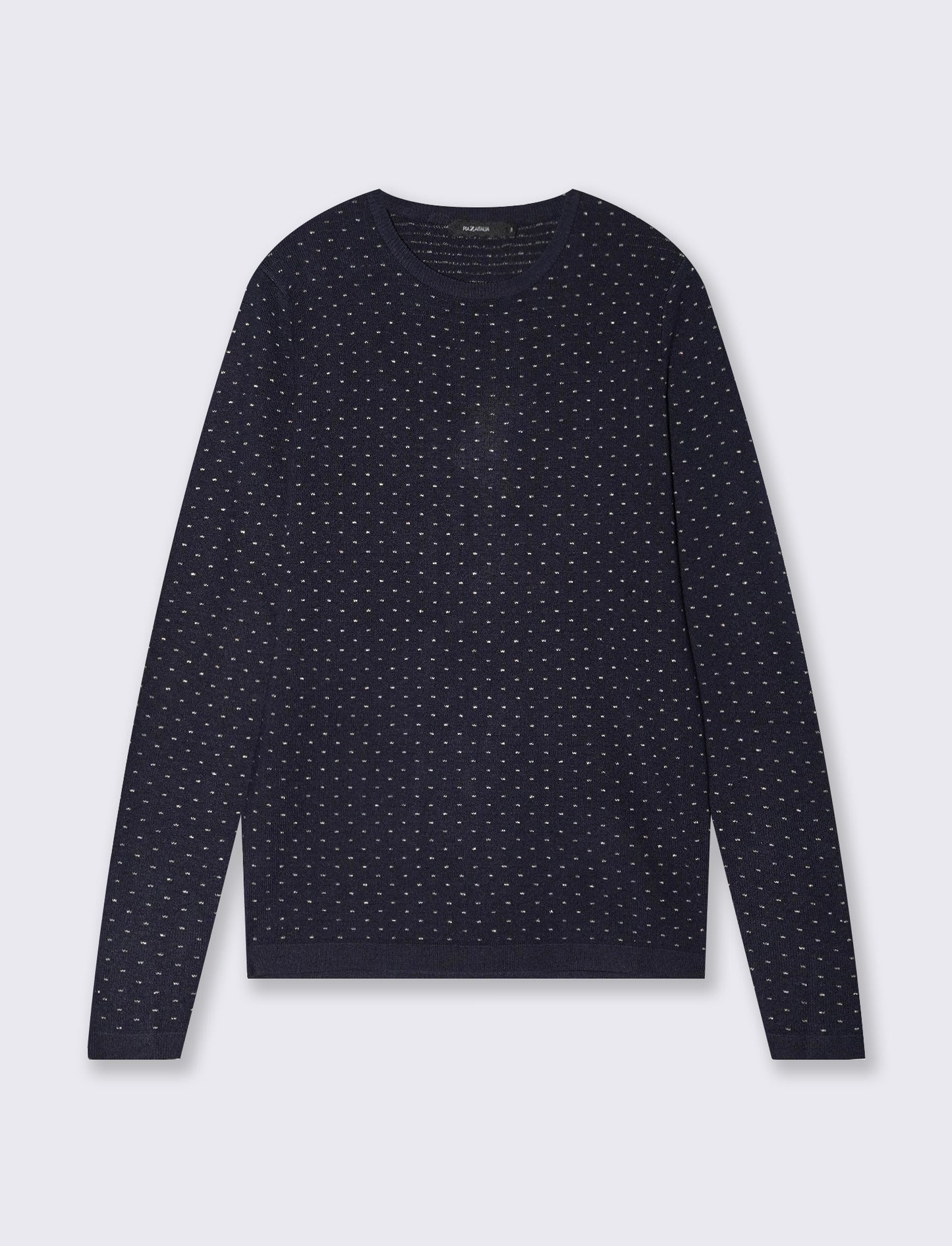 Pullover girocollo con pois in lurex - Blu