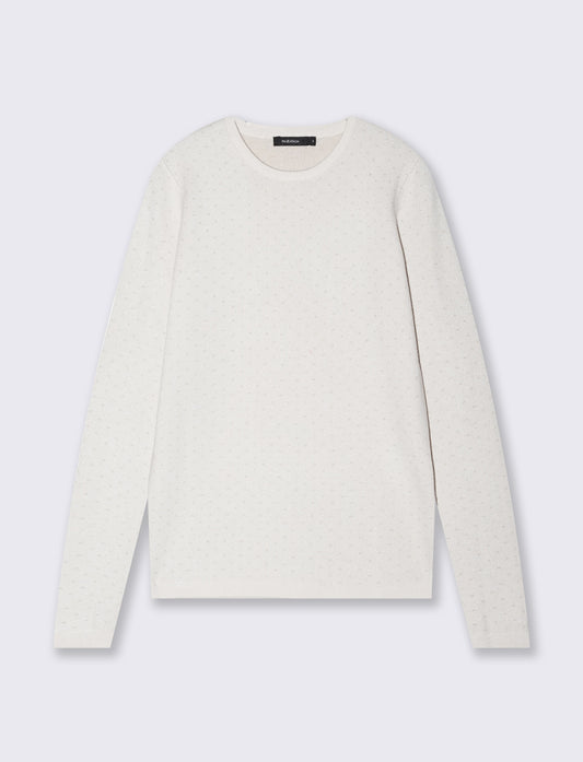 Lurex polka dot crew neck sweater - Beige