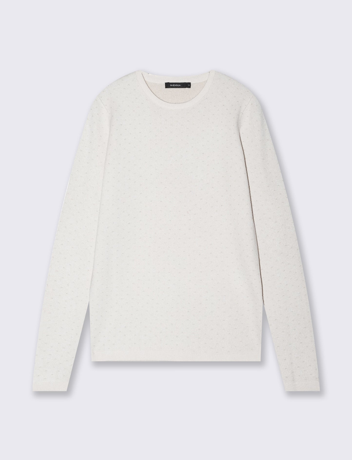 Pullover girocollo con pois in lurex - Avorio