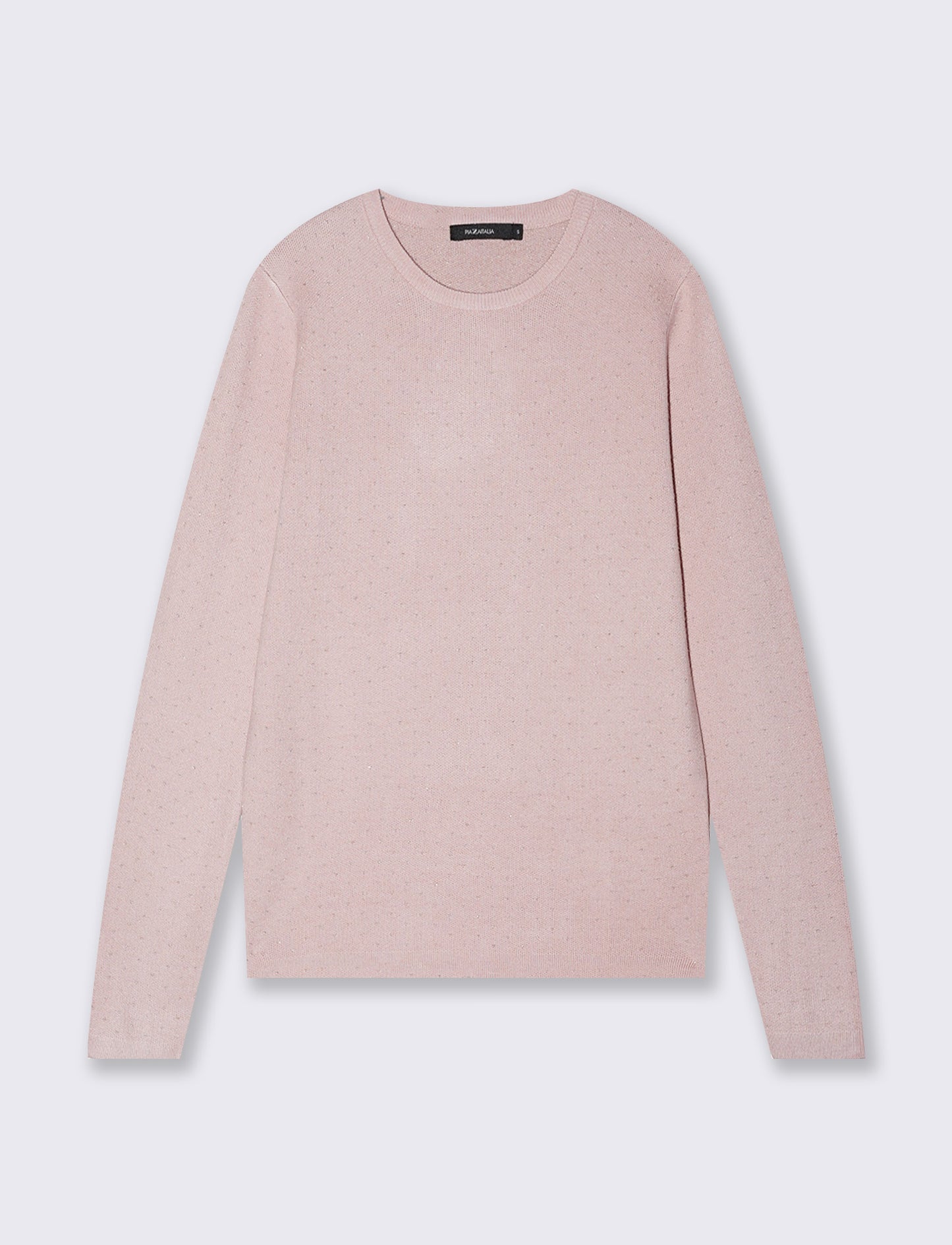 Pullover girocollo con pois in lurex - Rosa polvere