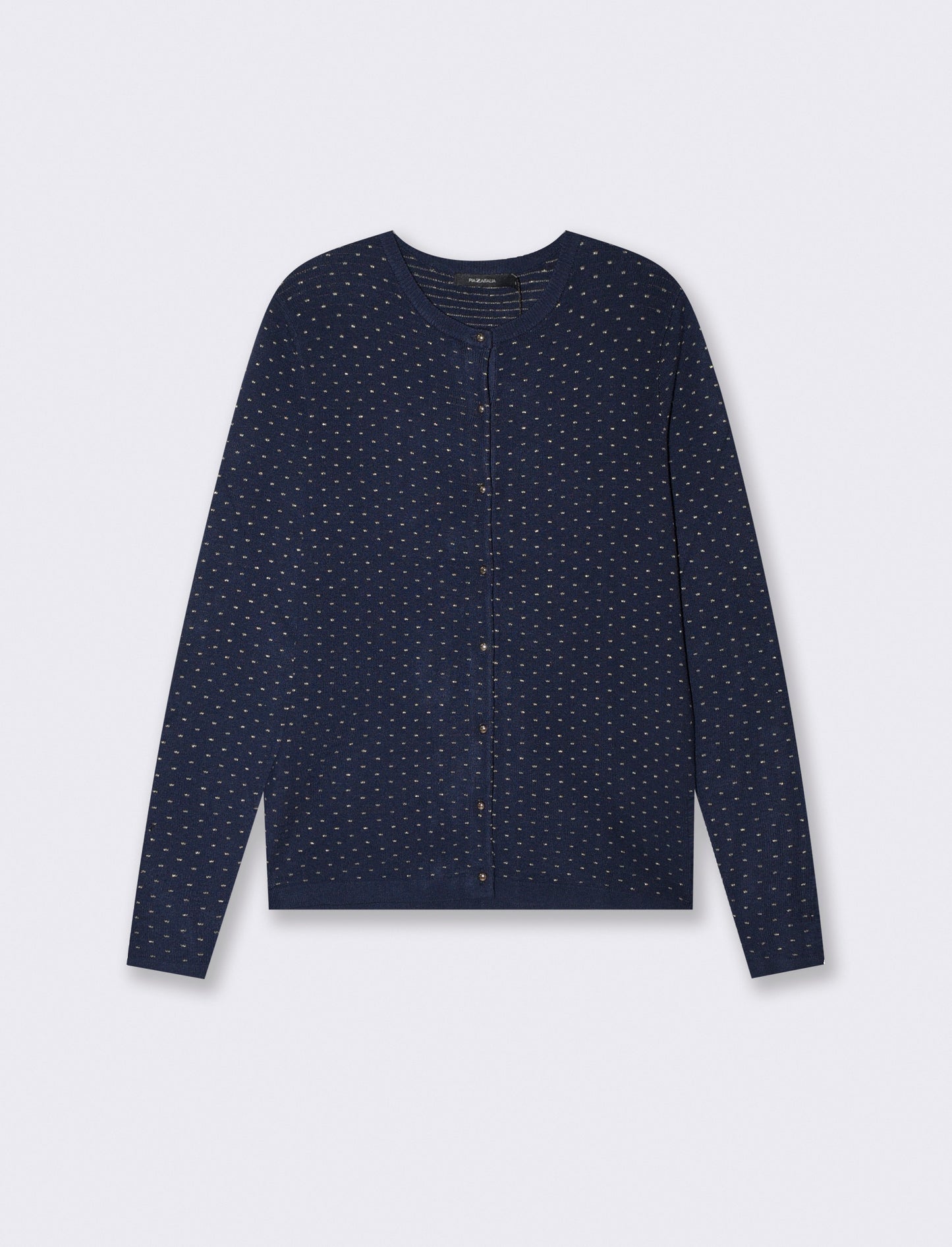 Cardigan girocollo con pois in lurex - Blu