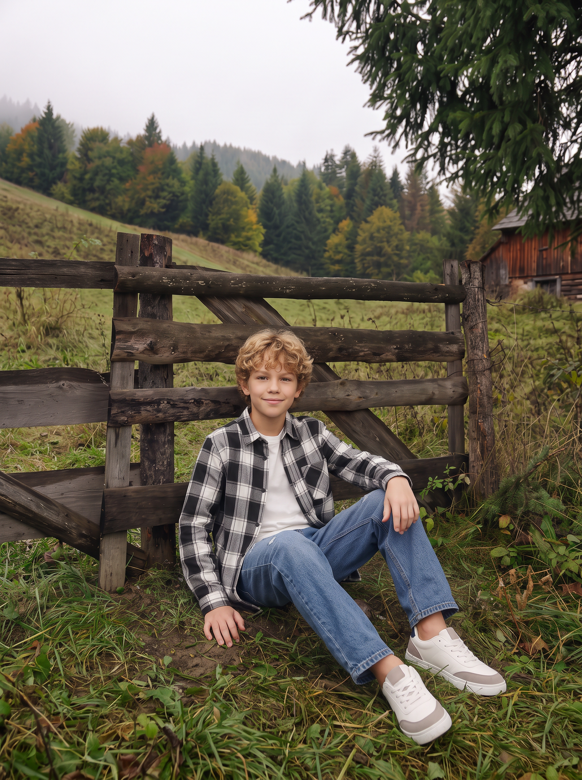 Plaid Flannel Long Sleeve Shirt - Black