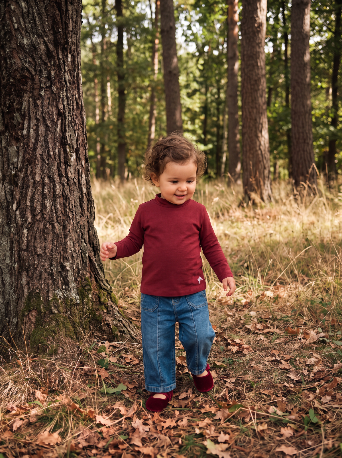 Basic high neck long sleeve T-shirt - Red