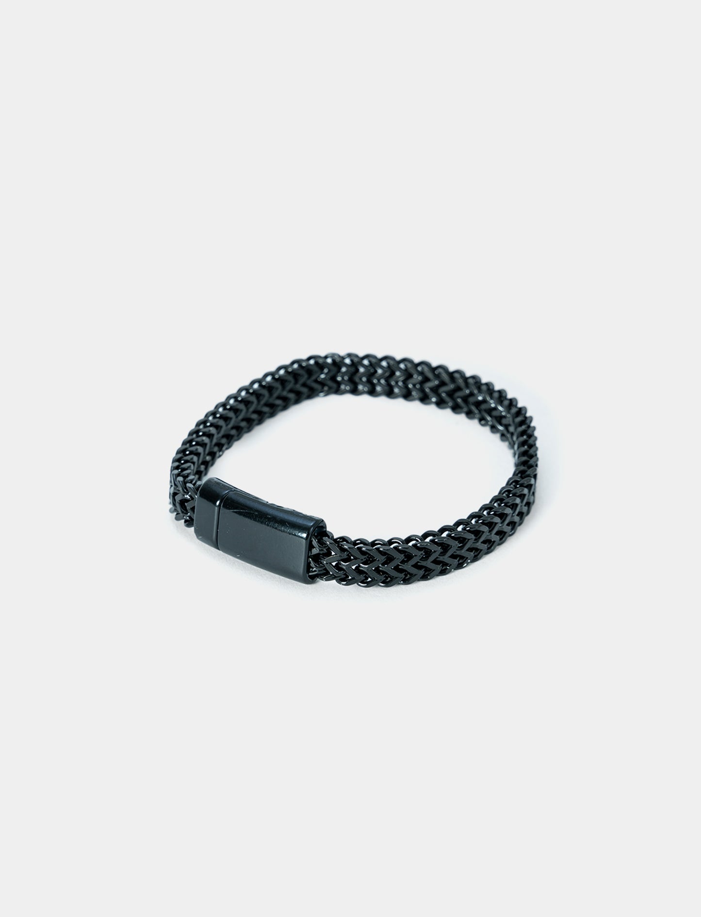 Bracciale da uomo con catena spigata - Nero