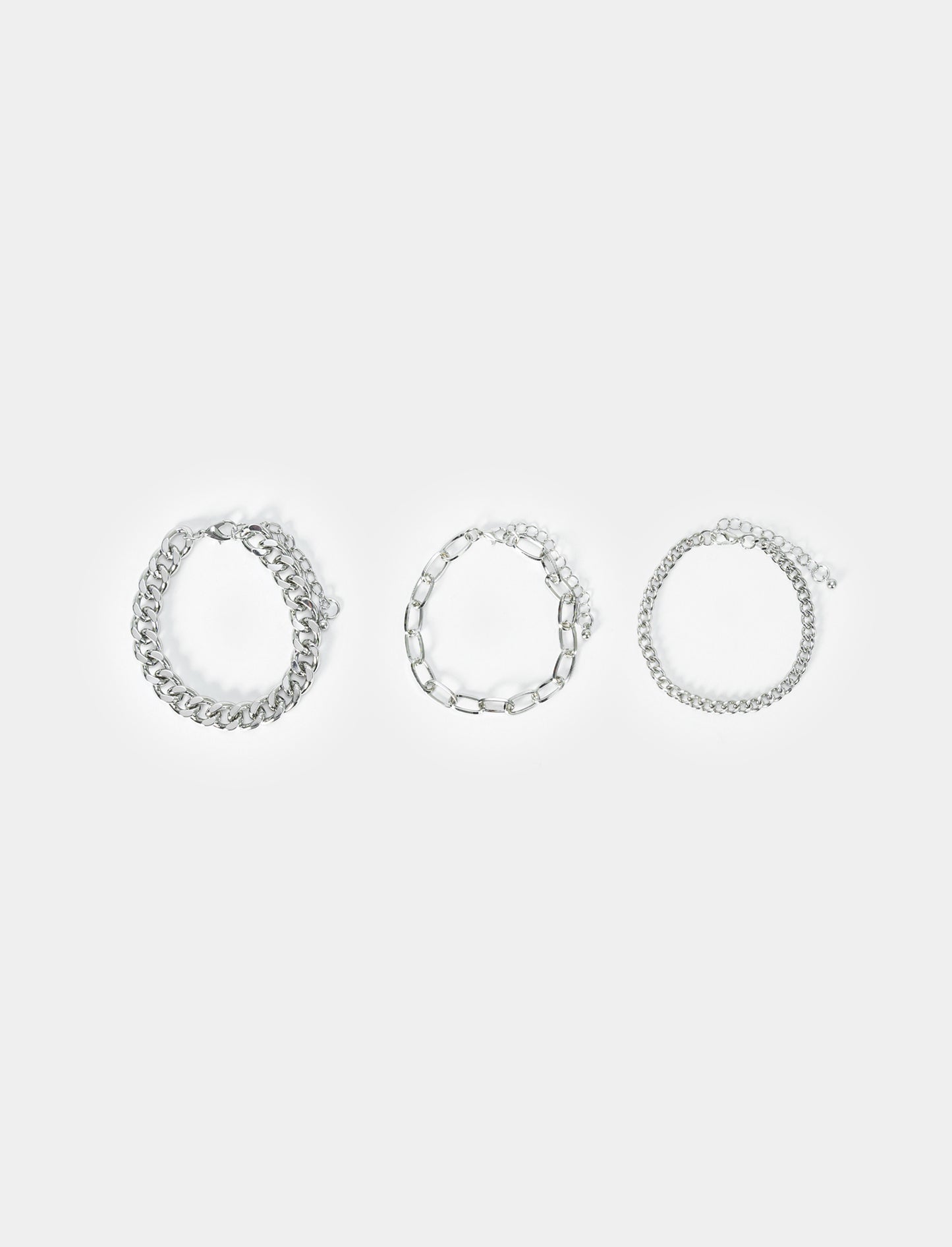 Bracciale da uomo 3 catene di varie dimensioni - Argento