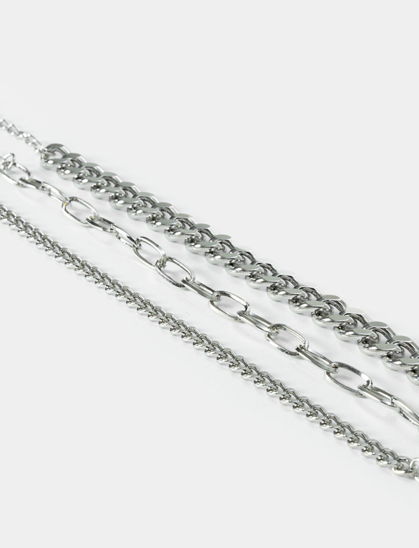 Men's Bracelet 3 Chains Various Sizes - Silver