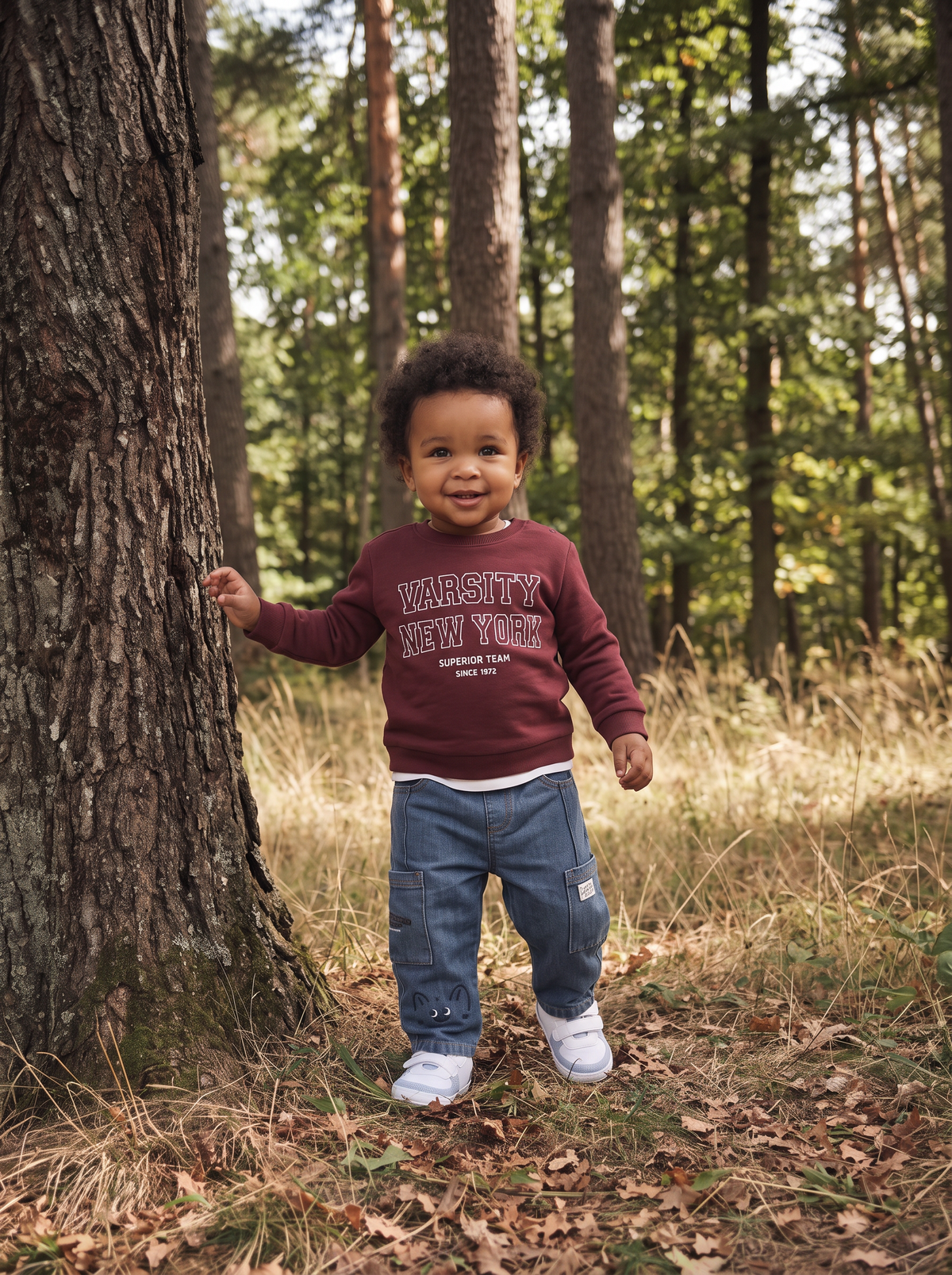 Crewneck sweatshirt with embroidery and inserts - Red
