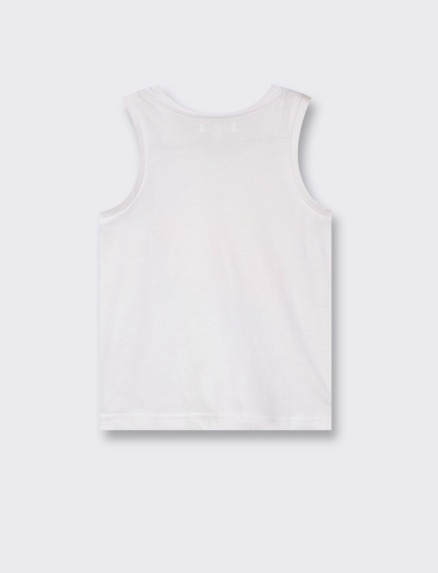 Regular Cotton Jersey Tank Top with Front Print - White