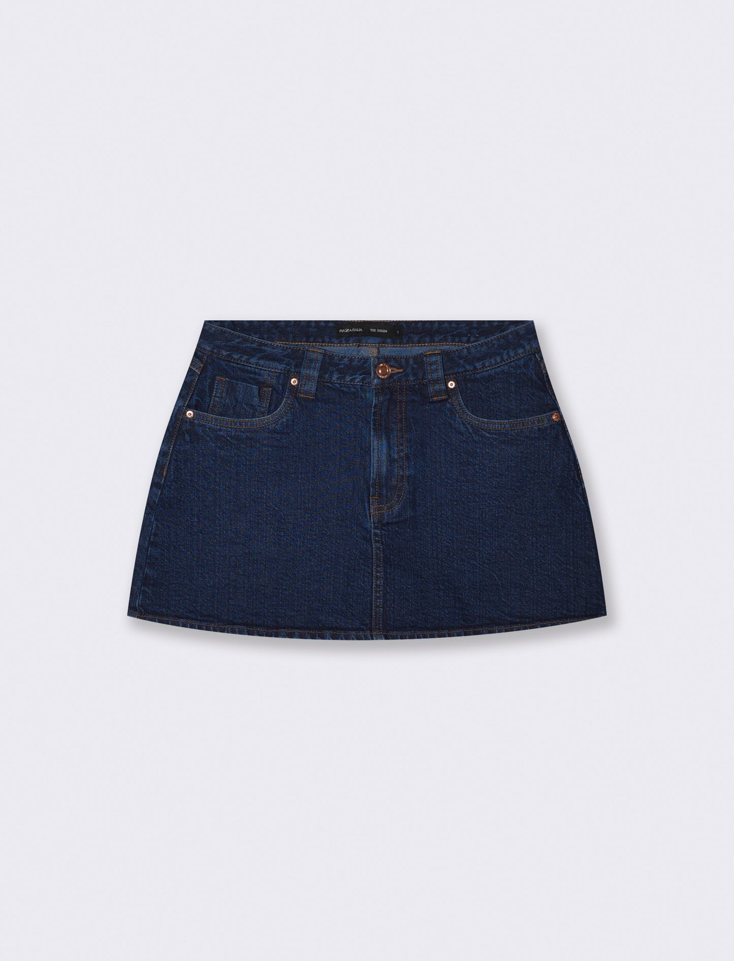 Denim mini skirt with zip and buttons - Blue
