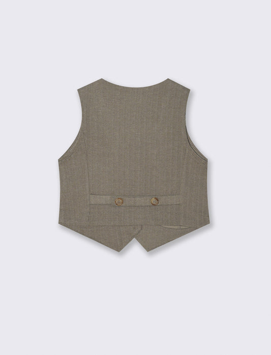 Gilet spigato da bambina - Beige