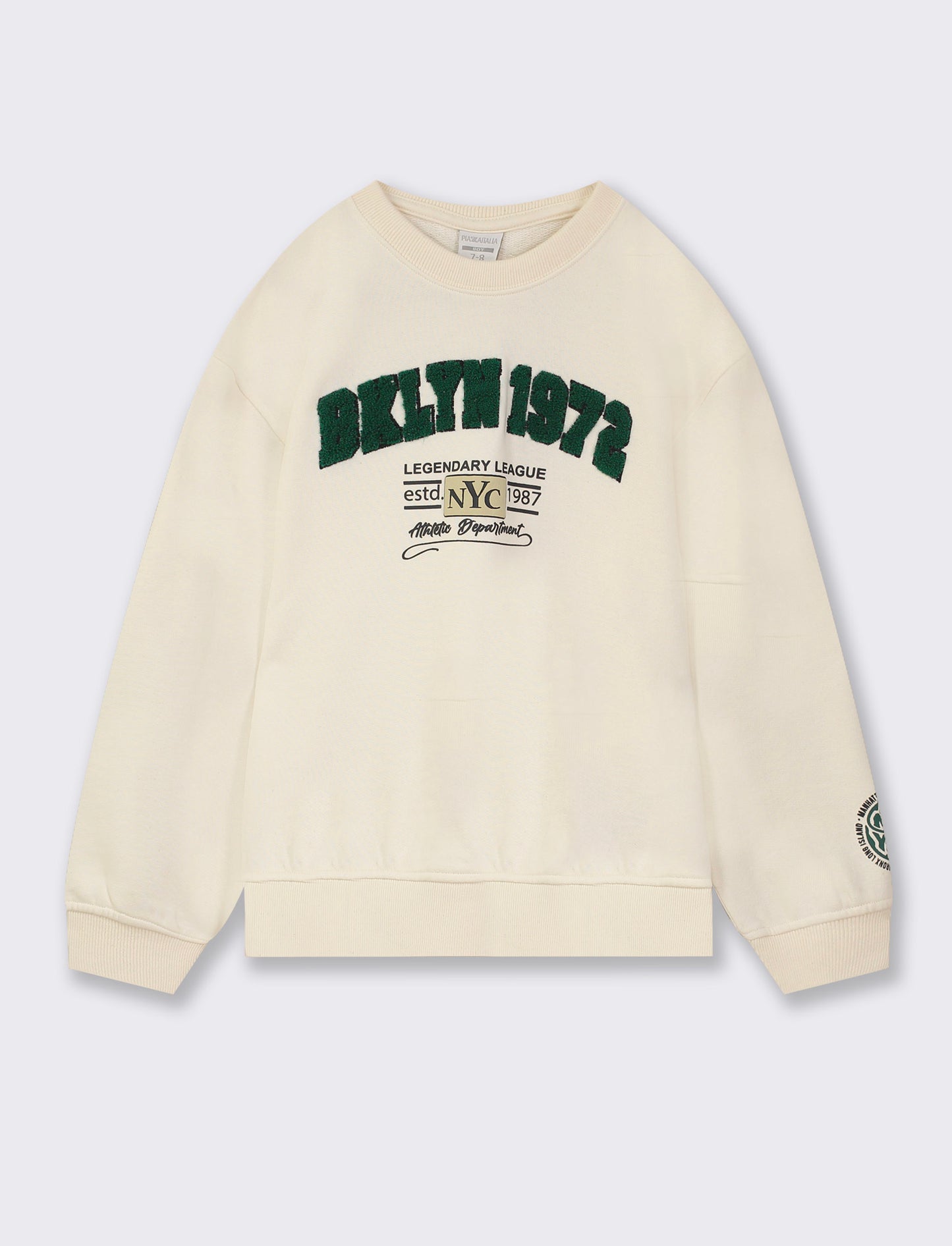 Felpa girocollo in cotone. - Bianco sporco