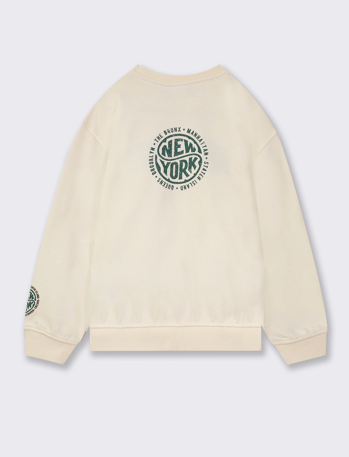 Felpa girocollo in cotone. - Bianco sporco
