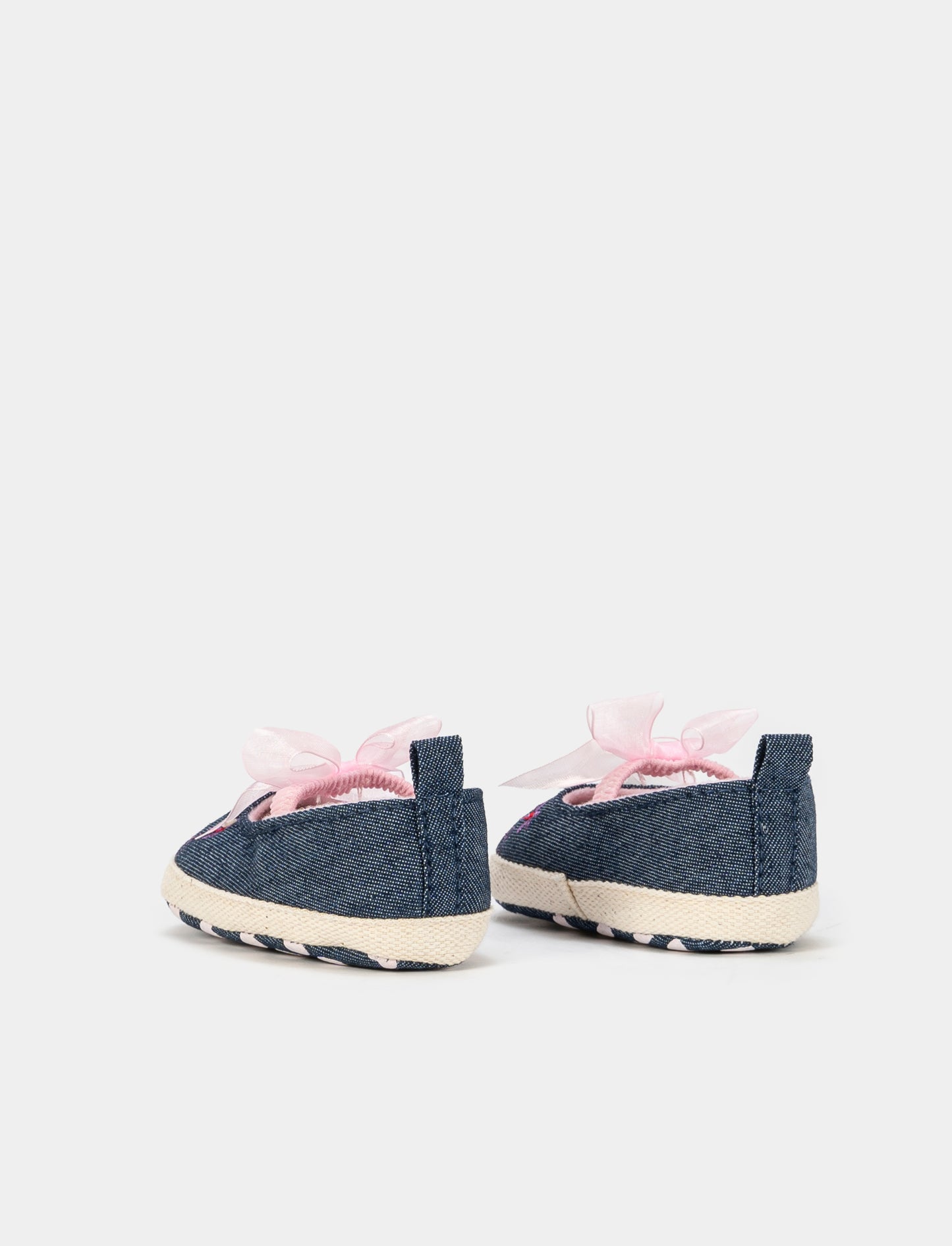 Denim Bow Ballerina with Non-Slip Sole - Blue